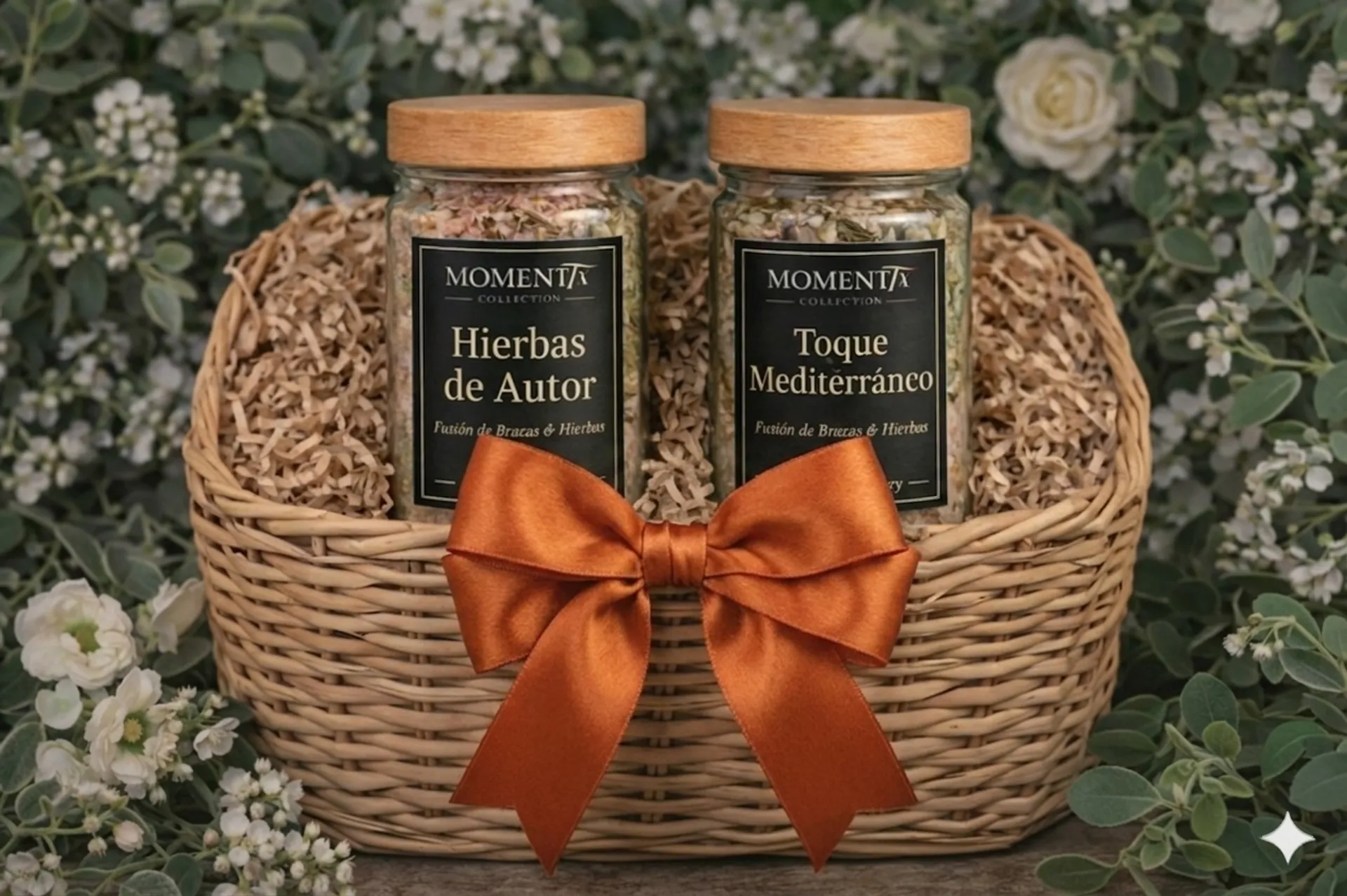 Especias gourmet en canasta